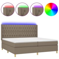 WOWONA Boxspringbett mit Matratze &amp; LED Taupe 200x200 cm Stoff