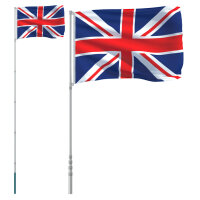 vidaXL Flagge Großbritanniens mit Mast 5,55 m...