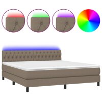 vidaXL Boxspringbett mit Matratze &amp; LED Taupe 160x200 cm Stoff