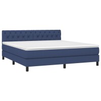 vidaXL Boxspringbett mit Matratze &amp; LED Blau 160x200 cm Stoff