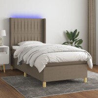 vidaXL Boxspringbett mit Matratze &amp; LED Taupe 90x190 cm Stoff