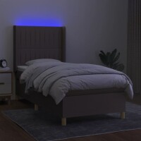 vidaXL Boxspringbett mit Matratze &amp; LED Taupe 90x190 cm Stoff