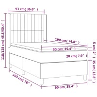 vidaXL Boxspringbett mit Matratze &amp; LED Taupe 90x190 cm Stoff