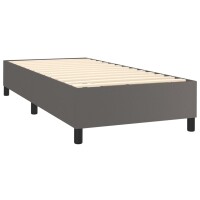 vidaXL Boxspringbett mit Matratze &amp; LED Grau 90x190 cm Kunstleder