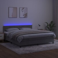 vidaXL Boxspringbett mit Matratze &amp; LED Hellgrau 180x200 cm Samt