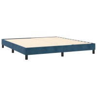 vidaXL Boxspringbett mit Matratze &amp; LED Dunkelblau 180x200 cm Samt