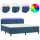 vidaXL Boxspringbett mit Matratze &amp; LED Dunkelblau 180x200 cm Samt