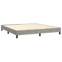 vidaXL Boxspringbett mit Matratze &amp; LED Hellgrau 180x200 cm Samt