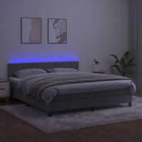 WOWONA Boxspringbett mit Matratze &amp; LED Hellgrau 180x200 cm Samt