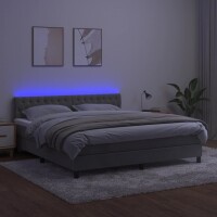 vidaXL Boxspringbett mit Matratze &amp; LED Hellgrau 180x200 cm Samt