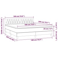 vidaXL Boxspringbett mit Matratze &amp; LED Hellgrau 180x200 cm Samt