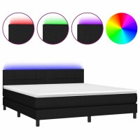 WOWONA Boxspringbett mit Matratze &amp; LED Schwarz 180x200 cm Stoff