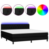 vidaXL Boxspringbett mit Matratze &amp; LED Schwarz 180x200 cm Stoff