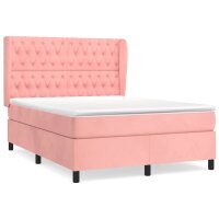 vidaXL Boxspringbett mit Matratze Rosa 140x200 cm Samt