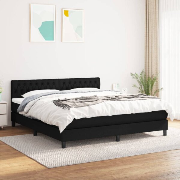 vidaXL Boxspringbett mit Matratze Schwarz 180x200 cm Stoff