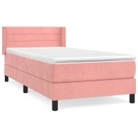 vidaXL Boxspringbett mit Matratze Rosa 90x200 cm Samt