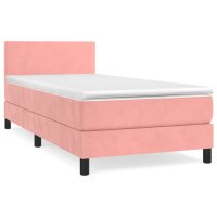 vidaXL Boxspringbett mit Matratze Rosa 90x200 cm Samt