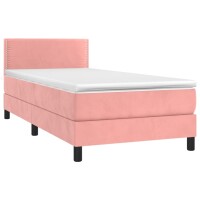 vidaXL Boxspringbett mit Matratze Rosa 90x200 cm Samt