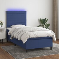 vidaXL Boxspringbett mit Matratze &amp; LED Blau 80x200 cm Stoff