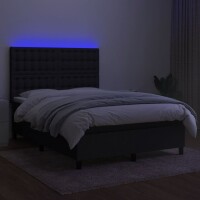 vidaXL Boxspringbett mit Matratze &amp; LED Schwarz 140x190 cm Stoff