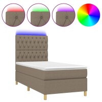 vidaXL Boxspringbett mit Matratze &amp; LED Taupe 90x190 cm Stoff