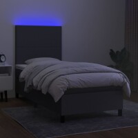 vidaXL Boxspringbett mit Matratze &amp; LED Dunkelgrau 90x190 cm Stoff