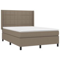 WOWONA Boxspringbett mit Matratze &amp; LED Taupe 140x190 cm Stoff