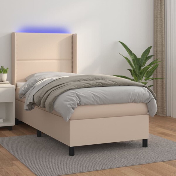 vidaXL Boxspringbett mit Matratze &amp; LED Cappuccino-Braun 80x200cm