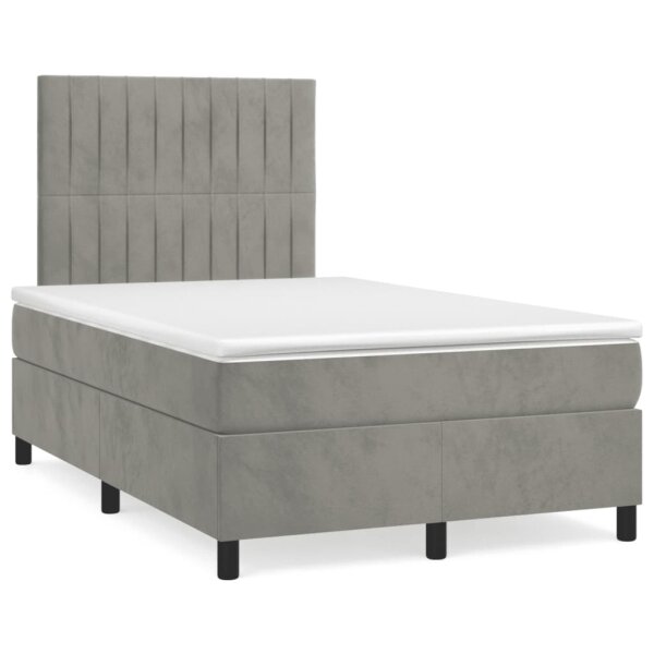 vidaXL Boxspringbett mit Matratze Hellgrau 120x200 cm Samt