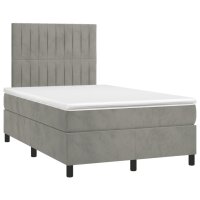 vidaXL Boxspringbett mit Matratze Hellgrau 120x200 cm Samt