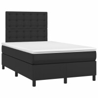 vidaXL Boxspringbett mit Matratze &amp; LED Schwarz 120x200 cm Kunstleder