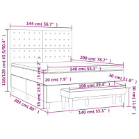 vidaXL Boxspringbett mit Matratze Grau 140x200 cm Kunstleder