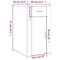 vidaXL B&uuml;roschrank Schwarz 40x49x75 cm Holzwerkstoff