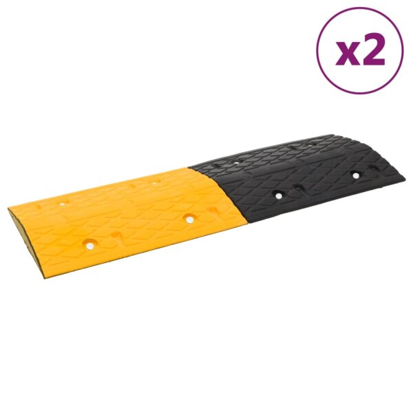 WOWONA Bodenschwellen 2 Stk. Gelb &amp; Schwarz 97x32,5x4 cm Gummi