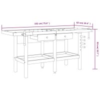 vidaXL Werkbank mit Schubladen Schraubst&ouml;cken 192x62x83 cm Akazienholz