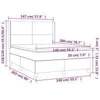 vidaXL Boxspringbett mit Matratze &amp; LED Dunkelgr&uuml;n 140x200 cm Samt