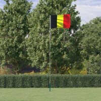 vidaXL Flagge Belgiens mit Mast 5,55 m Aluminium