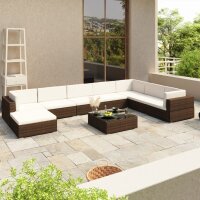 vidaXL 8-tlg. Garten-Lounge-Set mit Auflagen Poly Rattan...