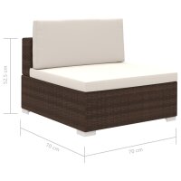 vidaXL 8-tlg. Garten-Lounge-Set mit Auflagen Poly Rattan Braun