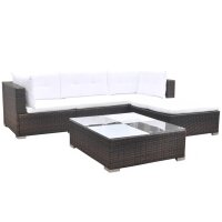 vidaXL 5-tlg. Garten-Lounge-Set mit Kissen Poly Rattan Braun