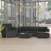 vidaXL 6-tlg. Garten-Lounge-Set mit Kissen Poly Rattan...