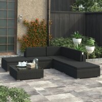 vidaXL 6-tlg. Garten-Lounge-Set mit Kissen Poly Rattan...