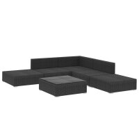 vidaXL 6-tlg. Garten-Lounge-Set mit Kissen Poly Rattan Schwarz