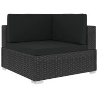 vidaXL 6-tlg. Garten-Lounge-Set mit Kissen Poly Rattan Schwarz