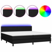 vidaXL Boxspringbett mit Matratze &amp; LED Schwarz 200x200 cm Stoff