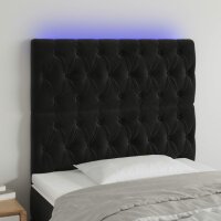 vidaXL LED Kopfteil Schwarz 100x7x118/128 cm Samt