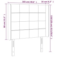 vidaXL LED Kopfteil Creme 103x16x118/128 cm Stoff