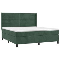 vidaXL Boxspringbett mit Matratze Dunkelgr&uuml;n 180x200 cm Samt