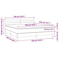 vidaXL Boxspringbett mit Matratze Dunkelgrau 180x200 cm Samt