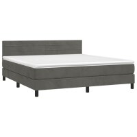 vidaXL Boxspringbett mit Matratze &amp; LED Dunkelgrau 180x200 cm Samt